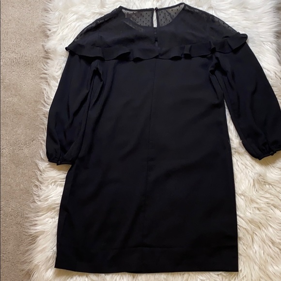 Loft Petites Black Dress, Sheer at Neck w/ ruffle - Picture 12 of 12